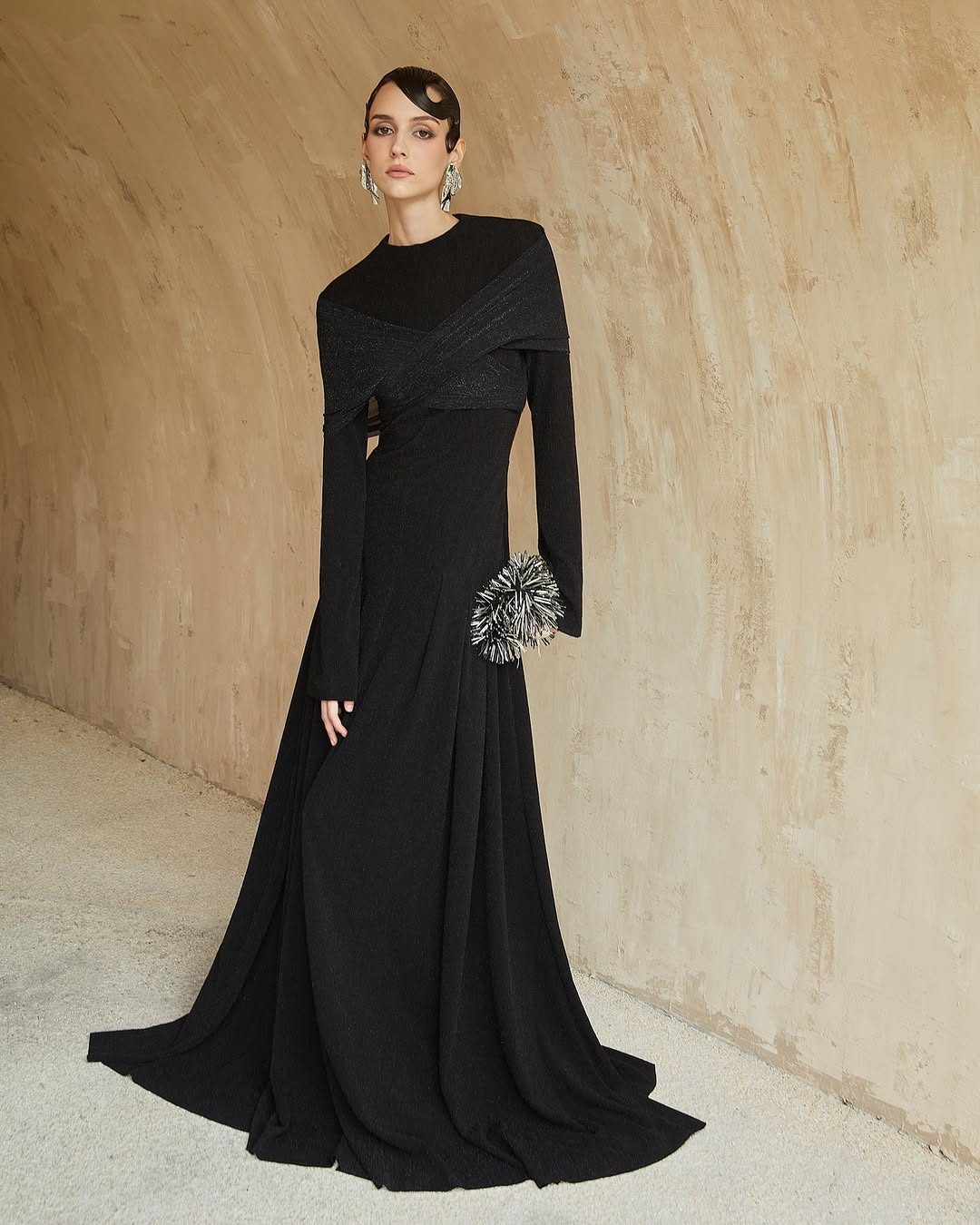 Off White Belt - Elegant Black & White Satin Maxi